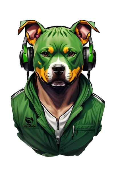 Pit Bull Dog with Headphone